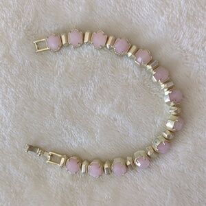 Kendra Scott Rose Quartz Gold Tara Tennis Bracelet